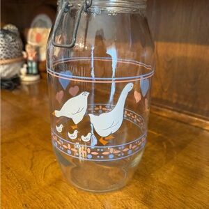Glass Jar with Goose and Heart Design